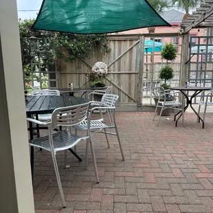 Outside patio. I&apos;ve been coming here since it opened. I love the Napa Salad! They have lots of options! Great breakfast! as well.