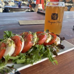 Grapefruit Ale &amp; Caprese Salad.