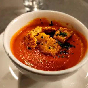 Tomato soup with housemade croutons