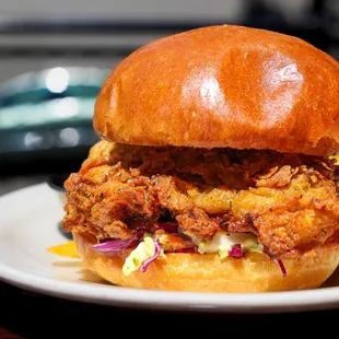 a fried chicken sandwich and french fries