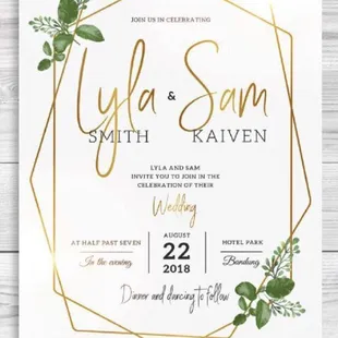 Wedding invitations printed on time heavy bright card stock and brilliant colors. Addressing available too.