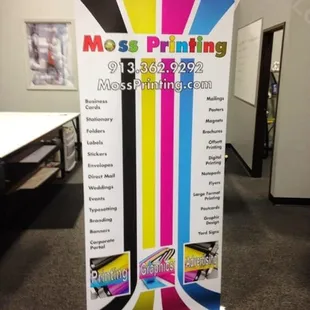 Stand up banners.