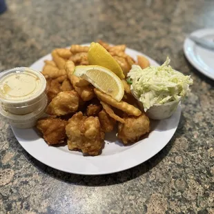 Original Fish &amp; Chips with their tasty (not too sweet) coleslaw and house made tartar sauce. Perfection!
