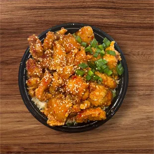 Orange chicken rice bowl