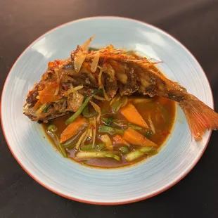 Whole fried sweet and sour fish
