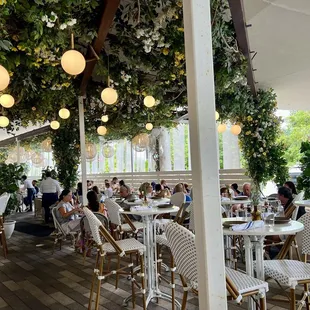 Patio seating is so cute but too hot and humid to sit outdoors.