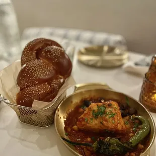 Moroccan fish--comes with challah bread