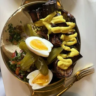 Eggplant and egg bowl