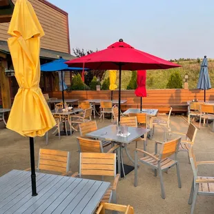 tables and umbrellas