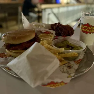 Comeback Sandwich, extra pickles, and 4 Jumbo Wings