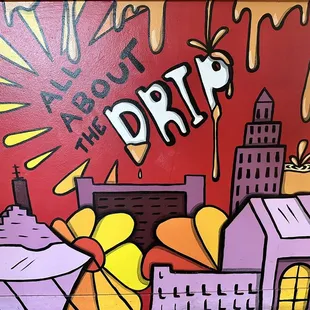a painting of a city