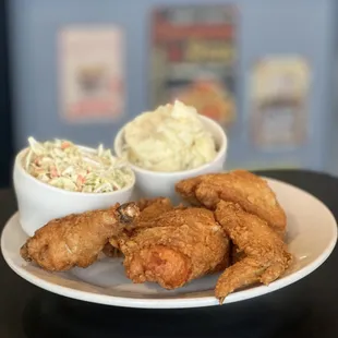 fried chicken and coleslaw