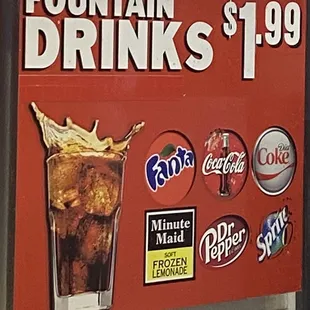  sign advertising a drink