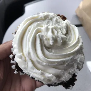Huge vegan chocolate cupcake $3. The chocolate was good and rich, but the icing fell waaaaay short.