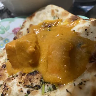 Butter Chicken and Garlic Naan