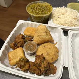 Mother India Vegetable Platter and Palak Masala (with paneer)