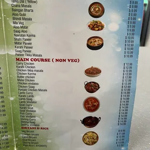 Menu as of October 2024