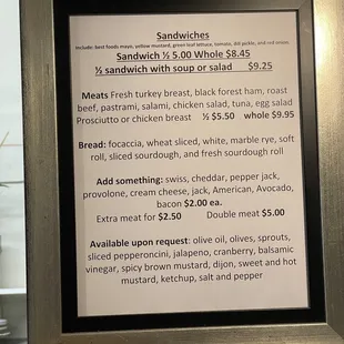 menu