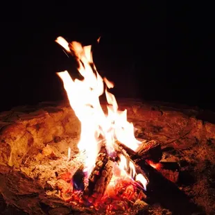 Camp fires at night next to the river. Beautiful stars, warmth and sounds of the river.