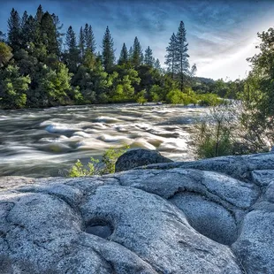 River view from Indian grinding rock area in camp.