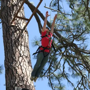 The leap of faith is an exhilarating element of the ropes challenge course