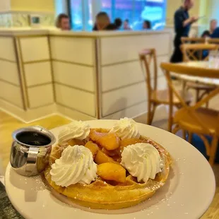 Belgian Waffle with Peach Preserves