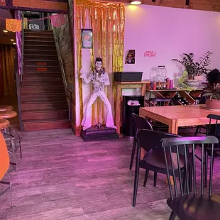 Inside, stairs for staff only