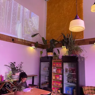 Inside with projector wall