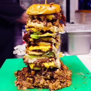 a stack of hamburgers