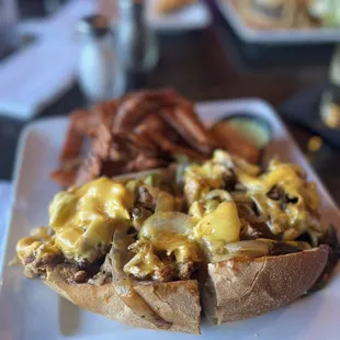 Chicken Cheesesteak w/ sweet potato fries