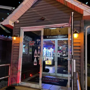 the entrance to the restaurant