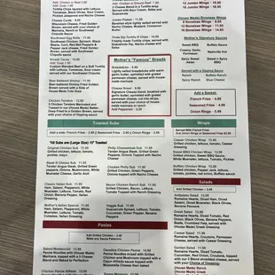 menu