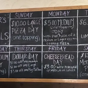 Daily specials