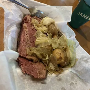 Corned beef and cabbage. Pretty tasty