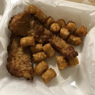 fried chicken and tater tots