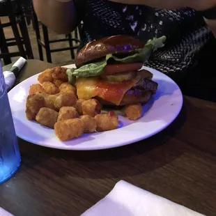 Burger and tots