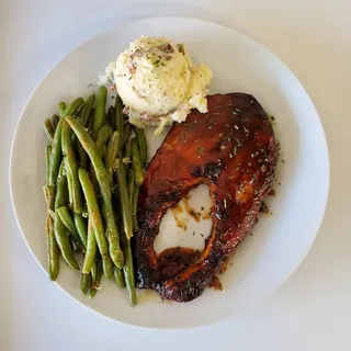 BBQ Salmon Steak and 1 Side