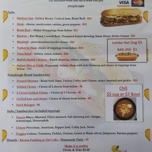 a menu for a restaurant