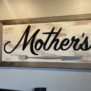 Funny fork knife in one sign, Mother&apos;s Restaurant