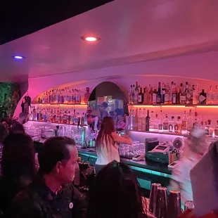 a crowd of people at a bar
