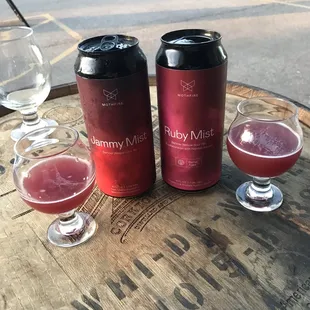 Outdoor seating with the Jamming and Ruby mist. The Jamming mist was poured into both glasses in this pic.