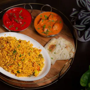  a platter of indian food