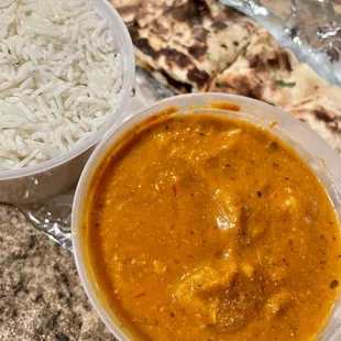 Butter Chicken Garlic Naan Basmatti Rice