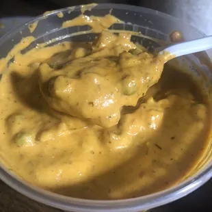 Mushroom Mattar Makhani the gravy was great but they use canned mushrooms...yuck, why?