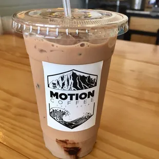 Iced peppermint mocha latte, small: $4