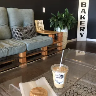 Iced caramel latte. Snickerdoodle cookie. Mmm