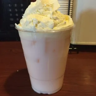 Rose Italian cream soda with whipped cream.......... Really good. Also pink
