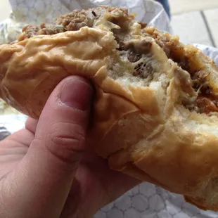 Funky Philly with cheese whiz onions and peppers