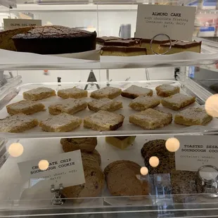 Desserts. Olive oil cake, lemon bars, cookies.