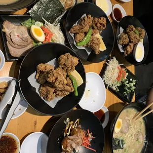 Our order - Tonkotsu, takoyaki, Karaage, Gyoza